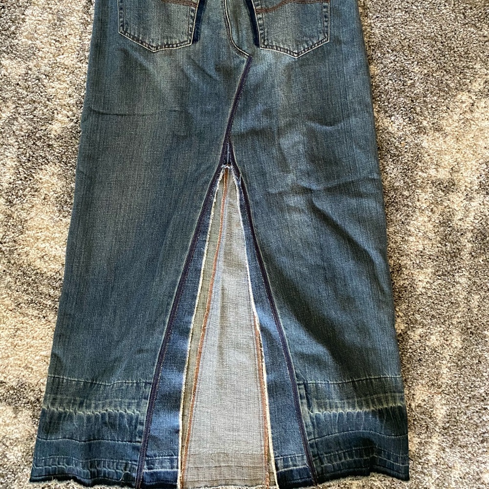 long denim maxi skirt